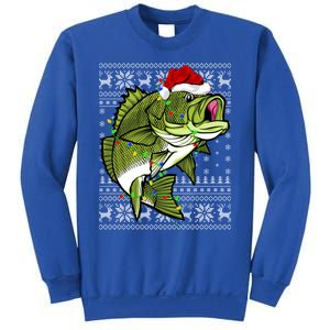 Santa Hat Bass Fish Xmas Lighting Ugly Bass Christmas Gift Sweatshirt