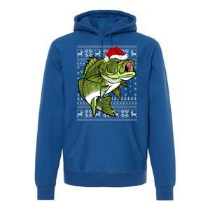 Santa Hat Bass Fish Xmas Lighting Ugly Bass Christmas Gift Premium Hoodie