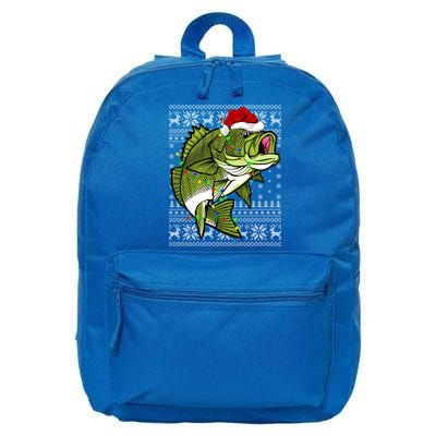 Santa Hat Bass Fish Xmas Lighting Ugly Bass Christmas Gift 16 in Basic Backpack