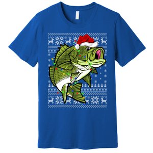 Santa Hat Bass Fish Xmas Lighting Ugly Bass Christmas Gift Premium T-Shirt