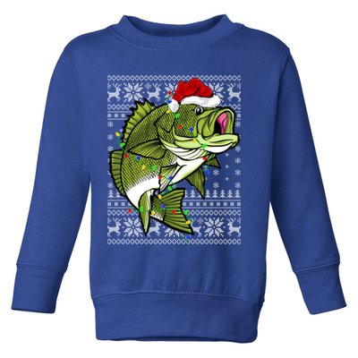 Santa Hat Bass Fish Xmas Lighting Ugly Bass Christmas Gift Toddler Sweatshirt
