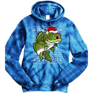 Santa Hat Bass Fish Xmas Lighting Ugly Bass Christmas Gift Tie Dye Hoodie