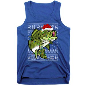 Santa Hat Bass Fish Xmas Lighting Ugly Bass Christmas Gift Tank Top