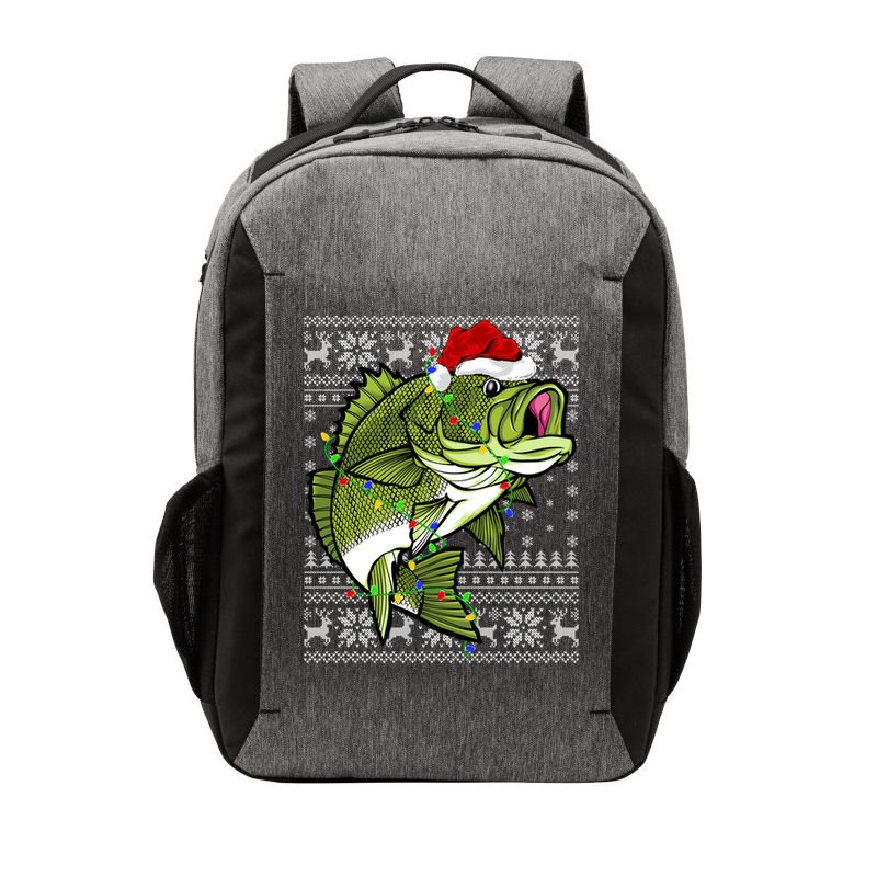 Santa Hat Bass Fish Xmas Lighting Ugly Bass Christmas Gift Vector Backpack