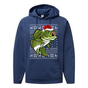 Santa Hat Bass Fish Xmas Lighting Ugly Bass Christmas Gift Performance Fleece Hoodie