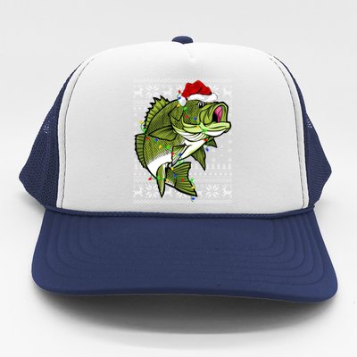 Santa Hat Bass Fish Xmas Lighting Ugly Bass Christmas Gift Trucker Hat