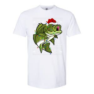 Santa Hat Bass Fish Xmas Lighting Ugly Bass Christmas Gift Softstyle CVC T-Shirt