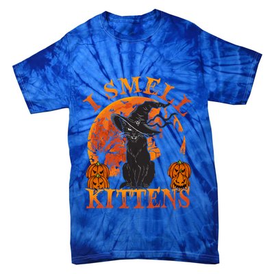 Scary Halloween BlackCat Costume Witch Hat And Moon Vintage Gift Tie-Dye T-Shirt