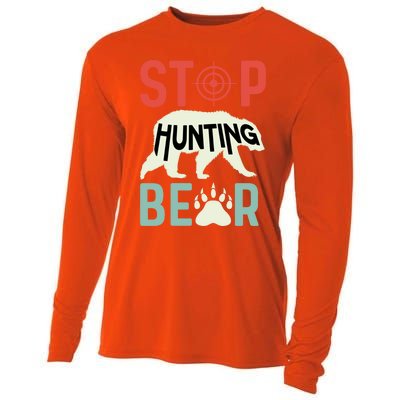 Stop Hunting Bear Animal Advocate Gift Cooling Performance Long Sleeve Crew