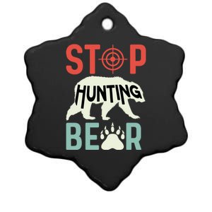 Stop Hunting Bear Animal Advocate Gift Ceramic Star Ornament