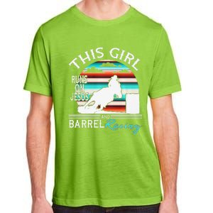 Serape Horse Barrel Racing This Girl Runs On Jesus Rodeo Premium Adult ChromaSoft Performance T-Shirt