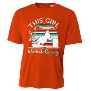 Serape Horse Barrel Racing This Girl Runs On Jesus Rodeo Premium Cooling Performance Crew T-Shirt