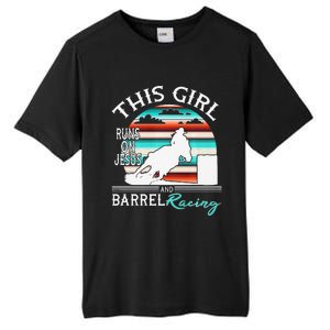 Serape Horse Barrel Racing This Girl Runs On Jesus Rodeo Premium Tall Fusion ChromaSoft Performance T-Shirt