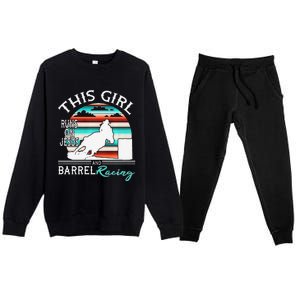 Serape Horse Barrel Racing This Girl Runs On Jesus Rodeo Premium Premium Crewneck Sweatsuit Set