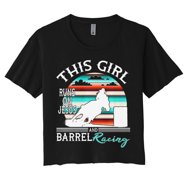 Serape Horse Barrel Racing This Girl Runs On Jesus Rodeo Premium Crop Top