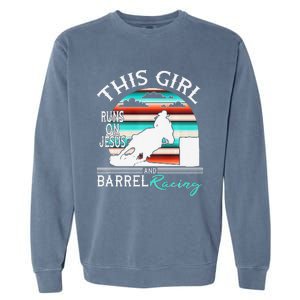 Serape Horse Barrel Racing This Girl Runs On Jesus Rodeo Premium Garment-Dyed Sweatshirt