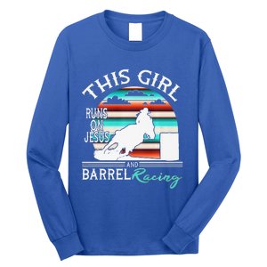 Serape Horse Barrel Racing This Girl Runs On Jesus Rodeo Premium Long Sleeve Shirt