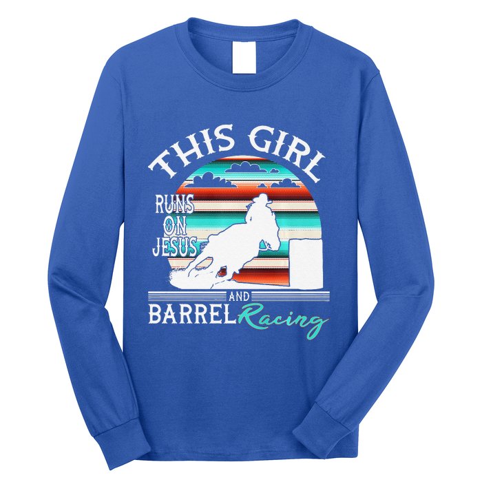 Serape Horse Barrel Racing This Girl Runs On Jesus Rodeo Premium Long Sleeve Shirt