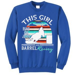 Serape Horse Barrel Racing This Girl Runs On Jesus Rodeo Premium Sweatshirt