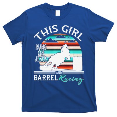 Serape Horse Barrel Racing This Girl Runs On Jesus Rodeo Premium T-Shirt