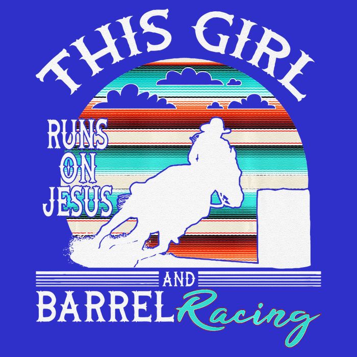 Serape Horse Barrel Racing This Girl Runs On Jesus Rodeo Premium T-Shirt