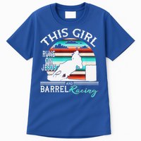 Serape Horse Barrel Racing This Girl Runs On Jesus Rodeo Premium Tall T-Shirt