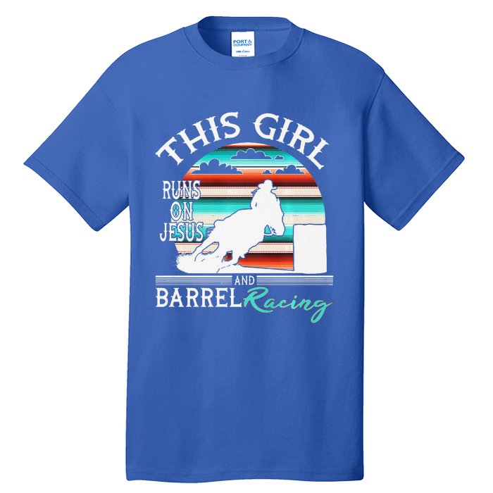 Serape Horse Barrel Racing This Girl Runs On Jesus Rodeo Premium Tall T-Shirt