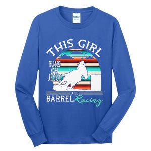 Serape Horse Barrel Racing This Girl Runs On Jesus Rodeo Premium Tall Long Sleeve T-Shirt