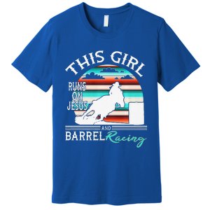 Serape Horse Barrel Racing This Girl Runs On Jesus Rodeo Premium Premium T-Shirt