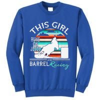 Serape Horse Barrel Racing This Girl Runs On Jesus Rodeo Premium Tall Sweatshirt