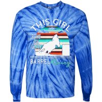 Serape Horse Barrel Racing This Girl Runs On Jesus Rodeo Premium Tie-Dye Long Sleeve Shirt