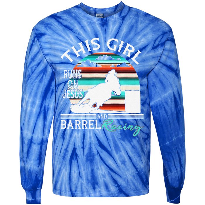 Serape Horse Barrel Racing This Girl Runs On Jesus Rodeo Premium Tie-Dye Long Sleeve Shirt