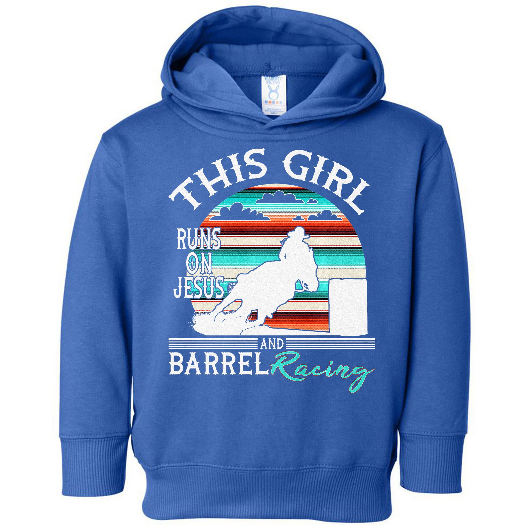 Serape Horse Barrel Racing This Girl Runs On Jesus Rodeo Premium Toddler Hoodie