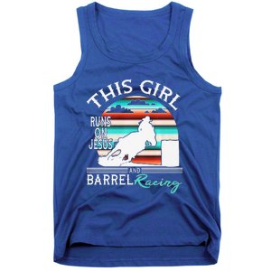 Serape Horse Barrel Racing This Girl Runs On Jesus Rodeo Premium Tank Top