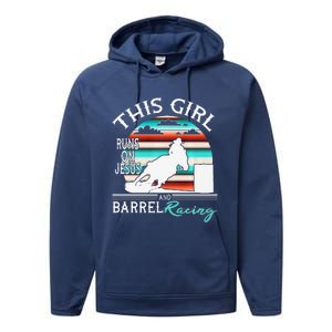 Serape Horse Barrel Racing This Girl Runs On Jesus Rodeo Premium Performance Fleece Hoodie