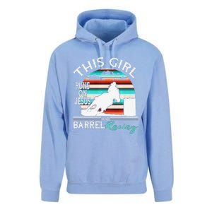 Serape Horse Barrel Racing This Girl Runs On Jesus Rodeo Premium Unisex Surf Hoodie