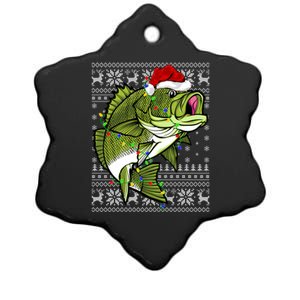 Santa Hat Bass Fish Xmas Lighting Ugly Bass Christmas Funny Gift Ceramic Star Ornament