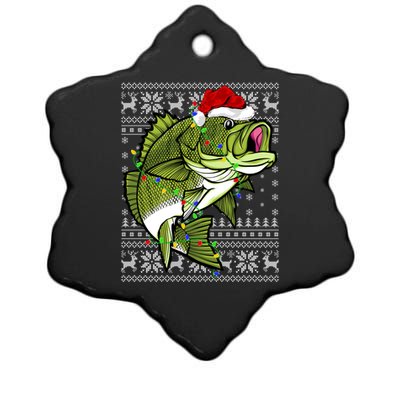 Santa Hat Bass Fish Xmas Lighting Ugly Bass Christmas Funny Gift Ceramic Star Ornament