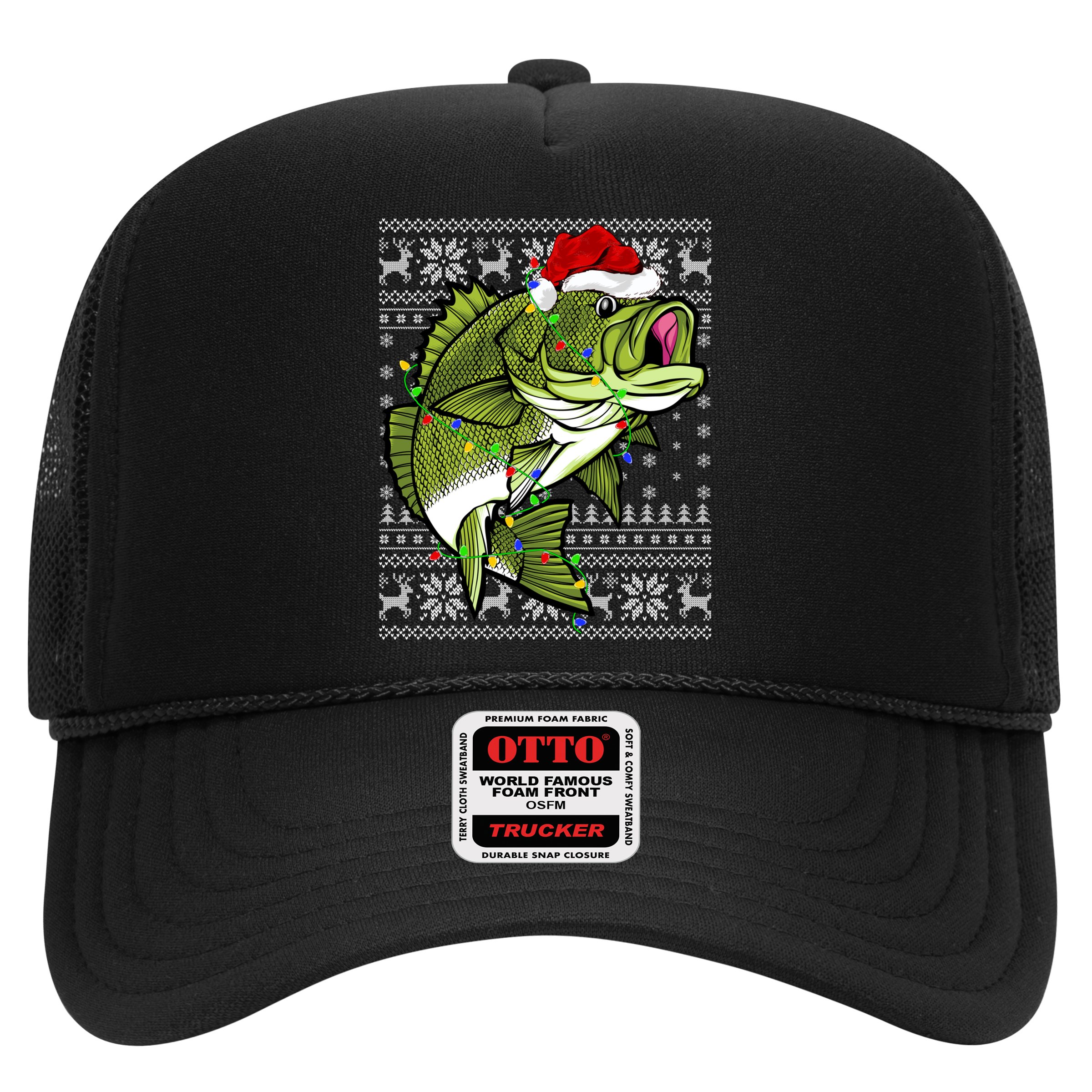 Santa Hat Bass Fish Xmas Lighting Ugly Bass Christmas Funny Gift Hat