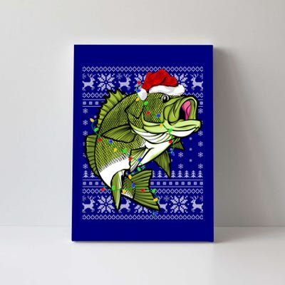 Santa Hat Bass Fish Xmas Lighting Ugly Bass Christmas Funny Gift Canvas