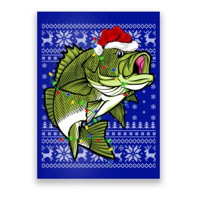 Santa Hat Bass Fish Xmas Lighting Ugly Bass Christmas Funny Gift Poster