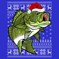 Santa Hat Bass Fish Xmas Lighting Ugly Bass Christmas Funny Gift Kids T-Shirt