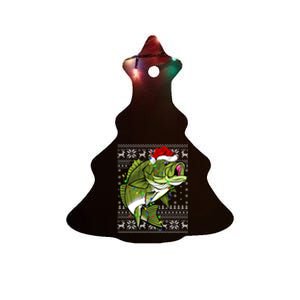 Santa Hat Bass Fish Xmas Lighting Ugly Bass Christmas Funny Gift Ceramic Tree Ornament