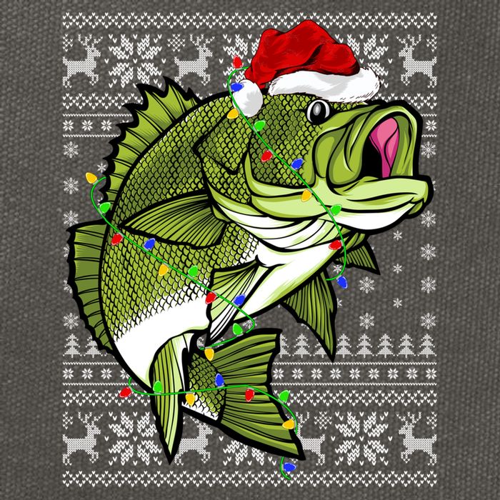 Santa Hat Bass Fish Xmas Lighting Ugly Bass Christmas Funny Gift Cotton Canvas Backpack