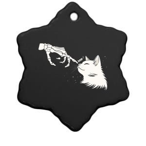 Skeleton Hands Boop A Happy Cat Great Gift Ceramic Star Ornament