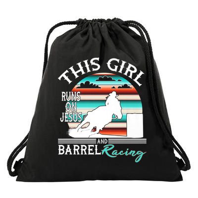 Serape Horse Barrel Racing This Girl Runs On Jesus Rodeo Drawstring Bag