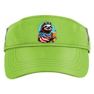 Sloth Holding Beer Usa Flag Adult Drive Performance Visor