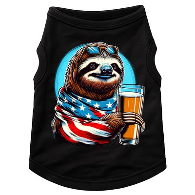 Sloth Holding Beer Usa Flag Doggie Tank