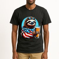Sloth Holding Beer Usa Flag Tall T-Shirt