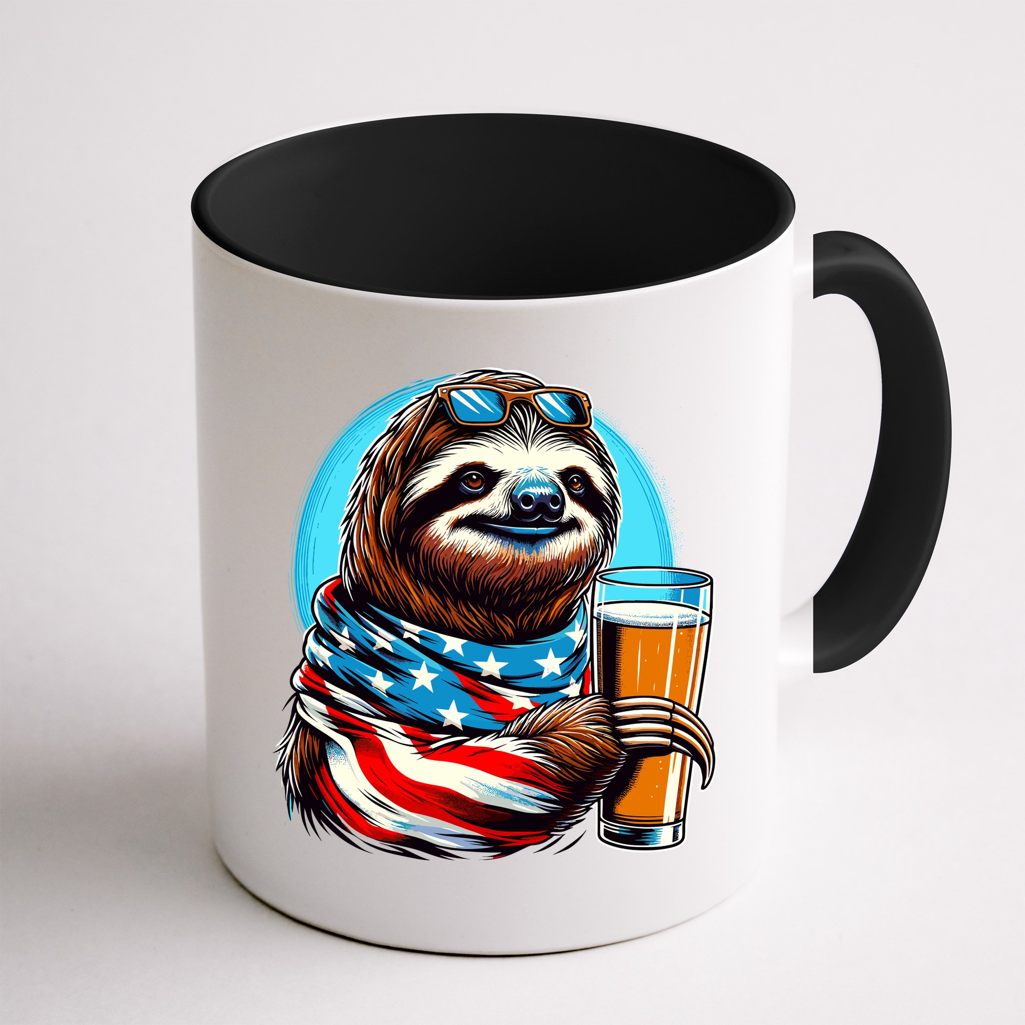 Sloth Holding Beer Usa Flag Mug